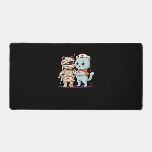 Alfrombrillas De Escritorio Kawaii Halloween Pals Mummy & Nurse cat Sobrevalor (Anverso)