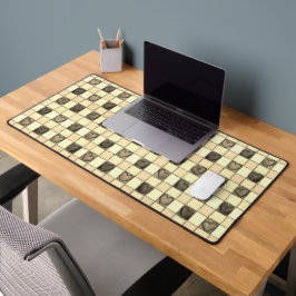 Alfrombrillas De Escritorio Khaki tan crema corazón gingham Desk Mat