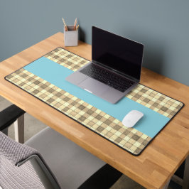 Alfrombrillas De Escritorio Khaki tan crema gingham color azul estera de escri