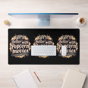 Alfrombrillas De Escritorio La vida es mejor con diseño retro de palomitas de