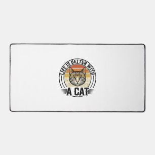 Alfrombrillas De Escritorio La vida es mejor con un gato Diseño de camiseta vi