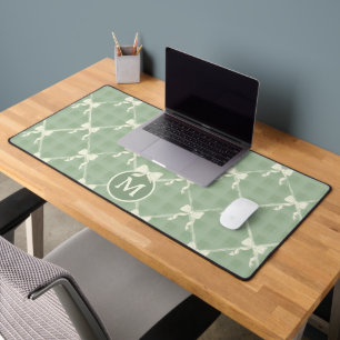 Alfrombrillas De Escritorio Lazos Coquette Gingham Monograma Crema Verde Salvi