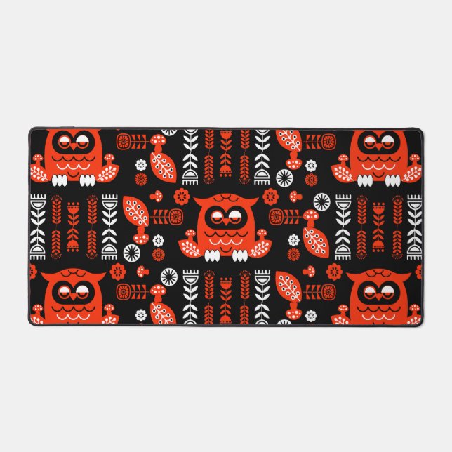 Alfrombrillas De Escritorio Lechuza Nórdica naranja Y Negro (Anverso)
