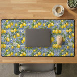 Alfrombrillas De Escritorio Lemon Blue French Country Watercolor Tile<br><div class="desc">Brighten your workspace with this Lemon Blue French Country Watercolor Tile Desk Mat. The design features vibrant citrus and intricate blue tile patterns. This large desk pad adds a fresh, Mediterranean touch to your home office. Perfect for smooth mouse movement and protecting your desk surface, it brings a sunny, stylish...</div>