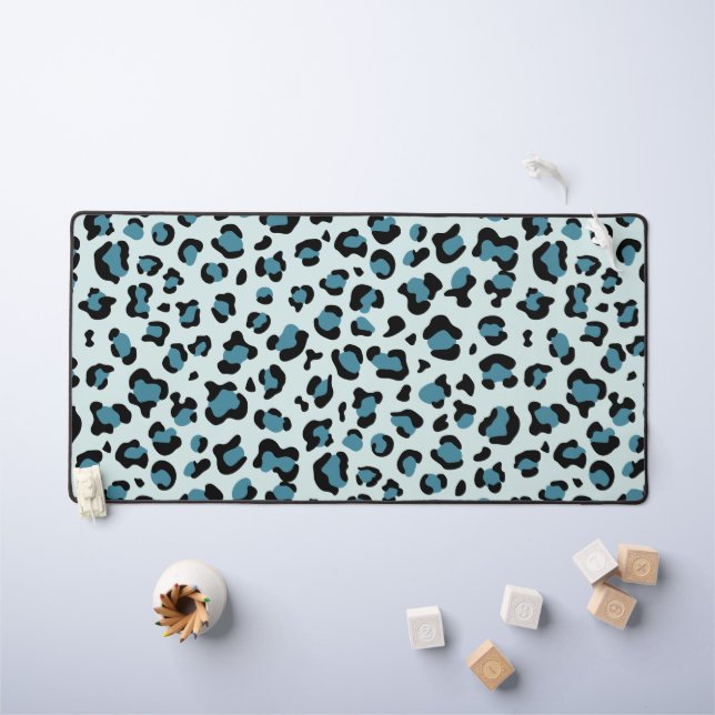 Alfrombrillas De Escritorio Leopard Print, Leopard Spots, Blue Leopard (Mesa para niños)