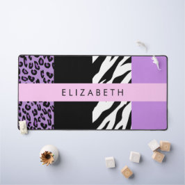 Alfrombrillas De Escritorio Leopard Print, Zebra Print, Purple, Tu Nombre