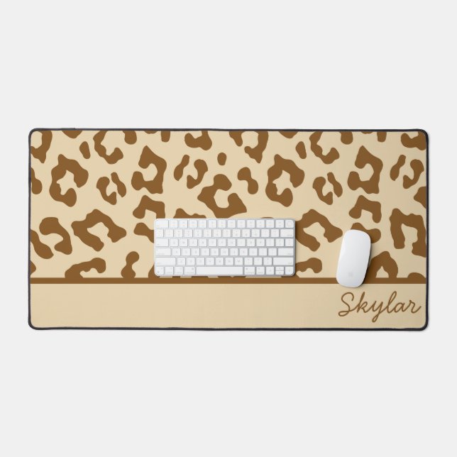 Alfrombrillas De Escritorio Leopardo Cheetah Animal Print Personalizado Cursiv (Teclado y ratón)