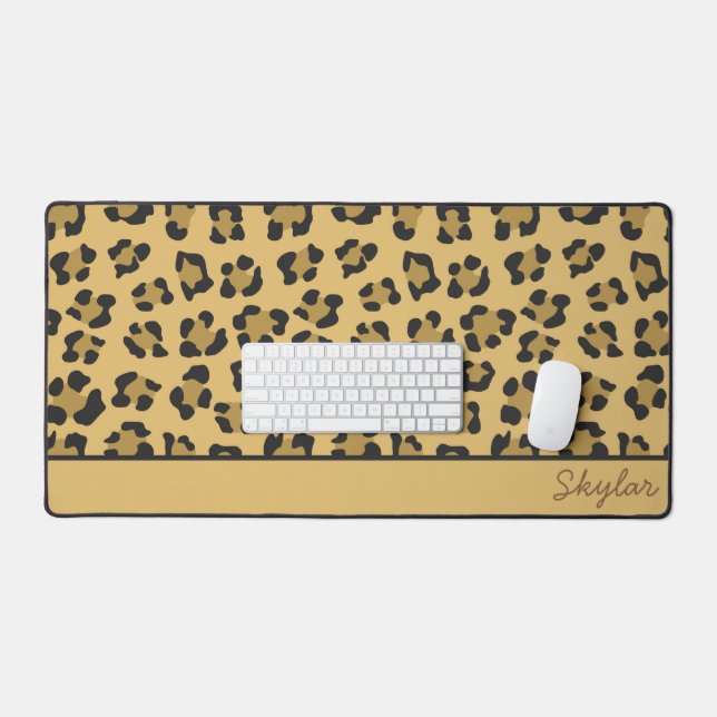 Alfrombrillas De Escritorio Leopardo Cheetah Animal Print Personalizado Cursiv (Teclado y ratón)
