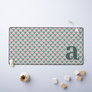 Alfrombrillas De Escritorio Letra Inicial de Monograma Rosa Verde Floral Vinta