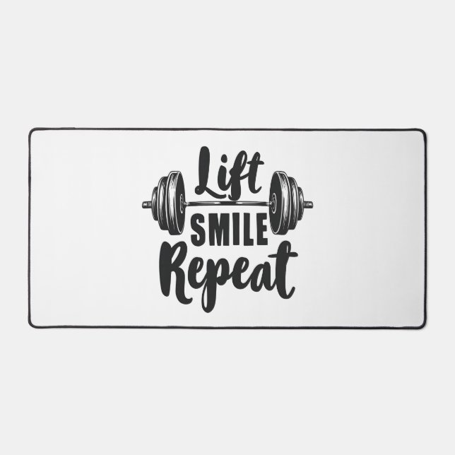Alfrombrillas De Escritorio Lift Smile Repeat Gym Motivation Weightlifting Str (Anverso)