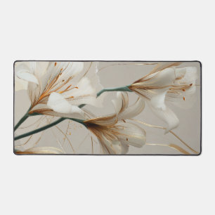 Alfrombrillas De Escritorio Lily Blanca Dorada Minimalista Elegante Neutra