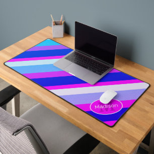 Alfrombrillas De Escritorio Líneas geométricas retro azul rosado Monograma