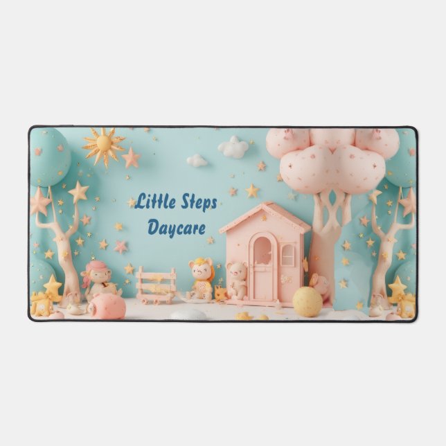 Alfrombrillas De Escritorio Little Steps Daycare Pastel Greenery Personalized (Anverso)