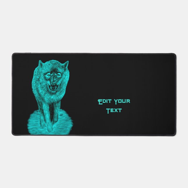 Alfrombrillas De Escritorio Lobo negro enojado en la noche (Anverso)