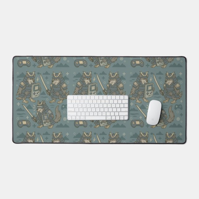 Alfrombrillas De Escritorio Lobo Samurái con Consola Portátil  (Teclado y ratón)