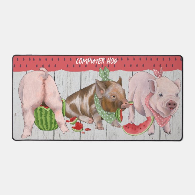Alfrombrillas De Escritorio Loco por la granja - Lechones y sandía (Anverso)
