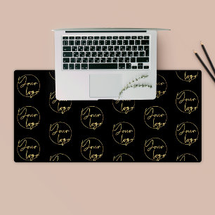 Alfrombrillas De Escritorio Logotipo de negocios Black & Gold Luxury Glam Mode