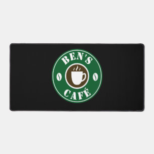 Alfrombrillas De Escritorio Logotipo de taza de café y granos contador persona