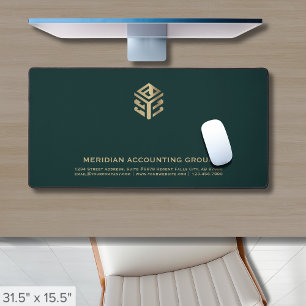 Alfrombrillas De Escritorio Logotipo geométrico profesional del oro verde