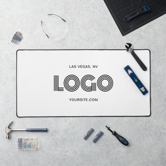 Alfrombrillas De Escritorio Logotipo rectangular moderno blanco y negro (Puesto de trabajo)