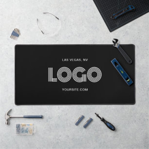 Alfrombrillas De Escritorio Logotipo rectangular moderno en blanco y negro