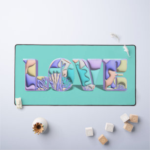 Alfrombrillas De Escritorio LOVE Typography Colorful Moderno 3D Resumen Arte
