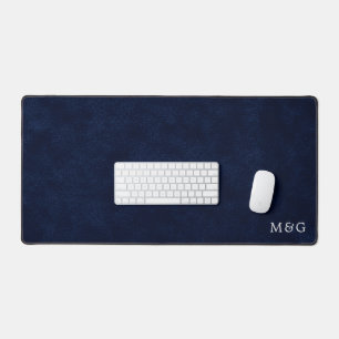 Alfrombrillas De Escritorio Lujo Monograma Aspecto de Terciopelo Azul Marino d
