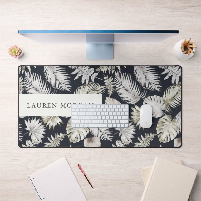 Alfrombrillas De Escritorio lujoso monograma de vegetación tropical dorada (Oficina 1)