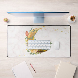 Alfrombrillas De Escritorio Luna Floral, Diseño de Naturaleza Beige y Amarillo