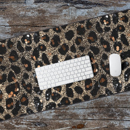 Alfrombrillas De Escritorio Luxury Glitter Brown Black Gold Leopard Pattern