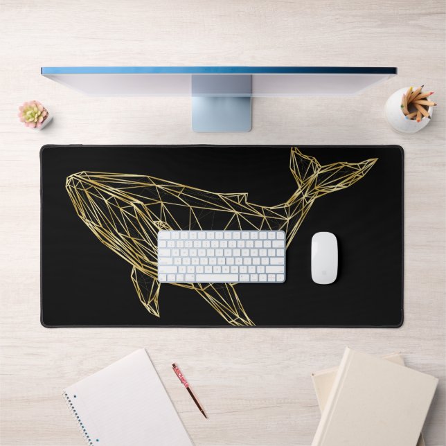 Alfrombrillas De Escritorio Luxury Gold Geometric Whale Desk Mat (Oficina 1)