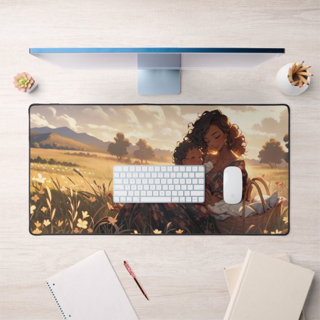 Alfrombrillas De Escritorio Madre anime en un prado matutino (Oficina 1)