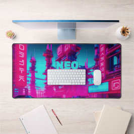 Alfrombrillas De Escritorio Magenta Cian Neon Ciberpunk Neo Tokio Jugador