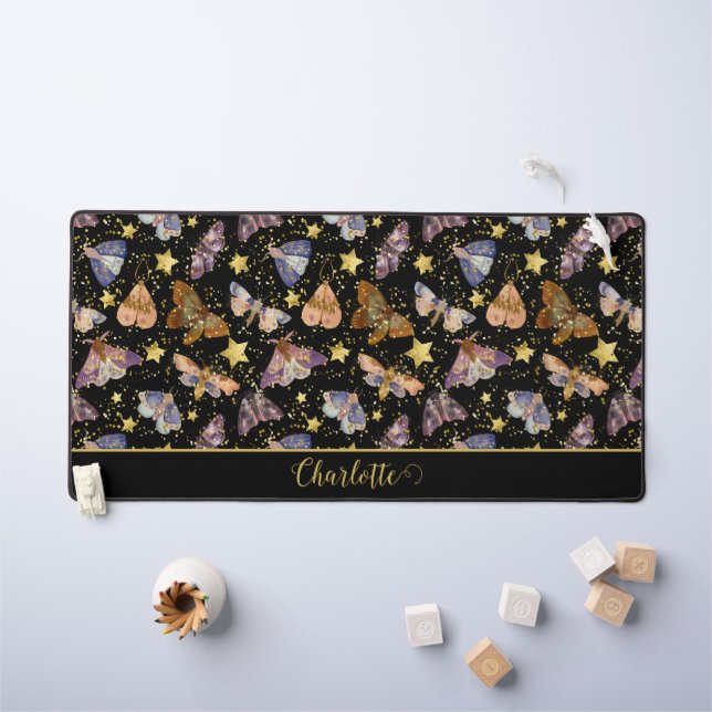 Alfrombrillas De Escritorio Magical Night Moth Faux Gold Purpurina empieza el  (Mesa para niños)