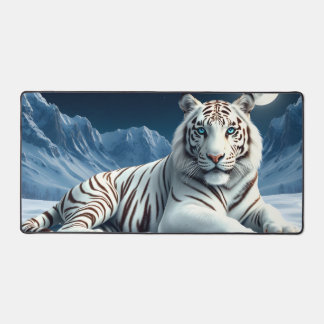 Alfrombrillas De Escritorio Majestuoso Tigre Blanco En La Mata De La Mesa De N