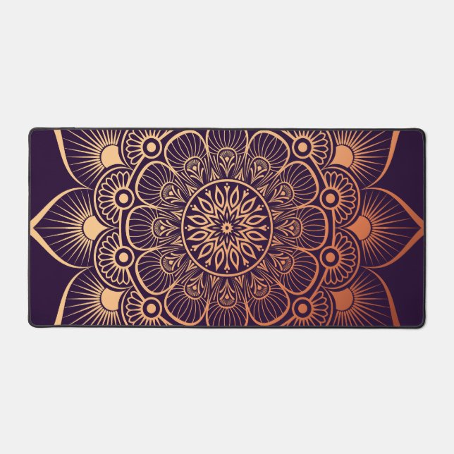 Alfrombrillas De Escritorio Mandala bohemiana morada oscura (Anverso)