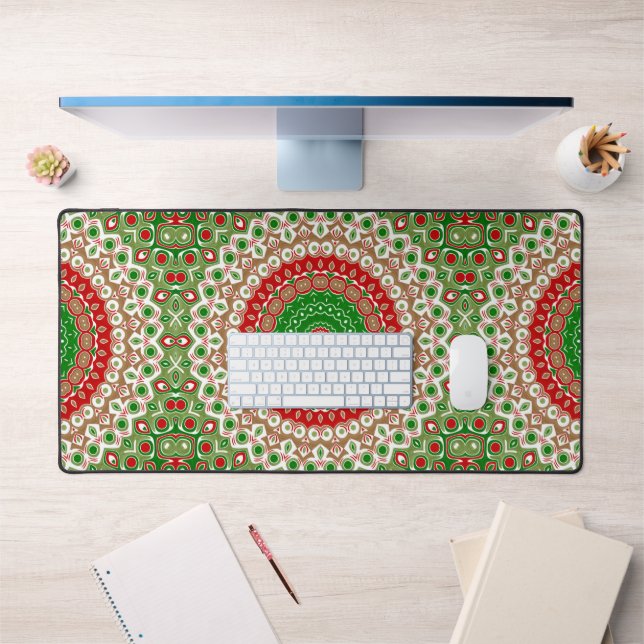 Alfrombrillas De Escritorio Mandala de vacaciones clásicas en rojo, verde y or (Oficina 1)
