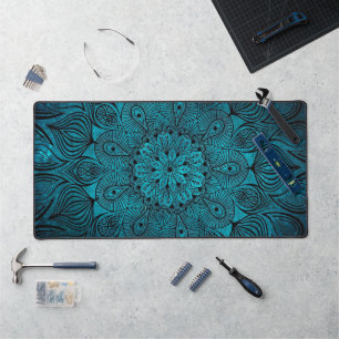 Alfrombrillas De Escritorio Mandala Flor Zen Guay brillante azul Verde azulado