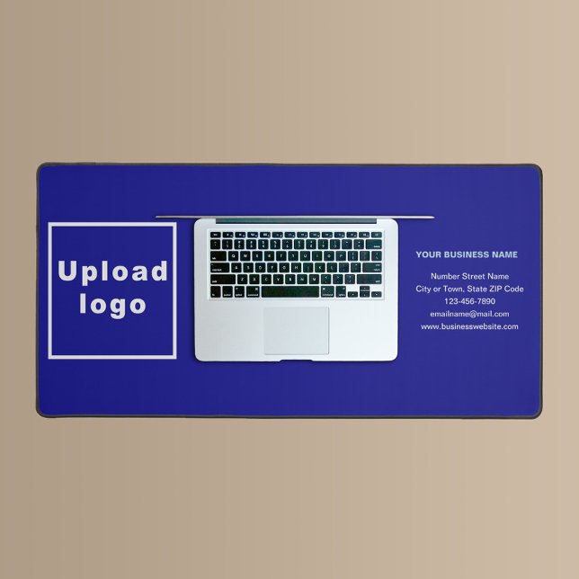 Alfrombrillas De Escritorio Marca comercial en la mesa azul (Build brand name awareness. Your business brand on blue desk mat.)