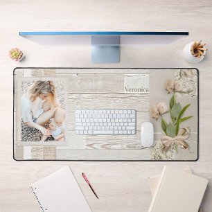 Alfrombrillas De Escritorio Marco fotográfico y flores envueltas de cinta de o