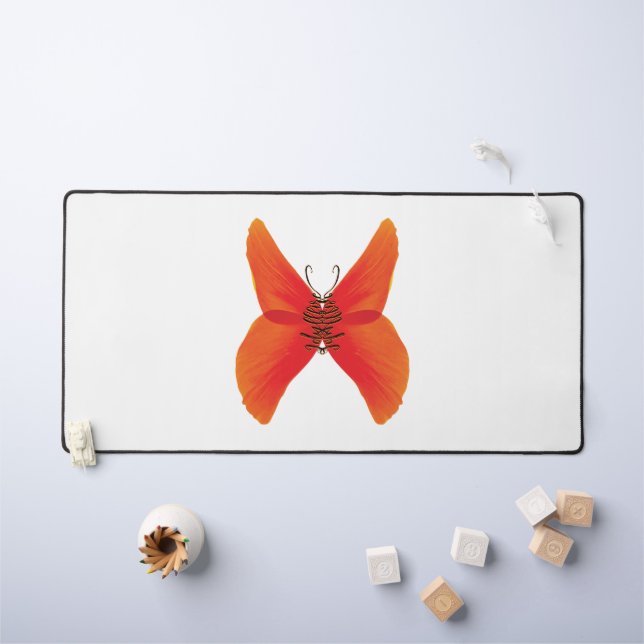 Alfrombrillas De Escritorio Mariposa de amapola roja naranja con su nombre (Mesa para niños)