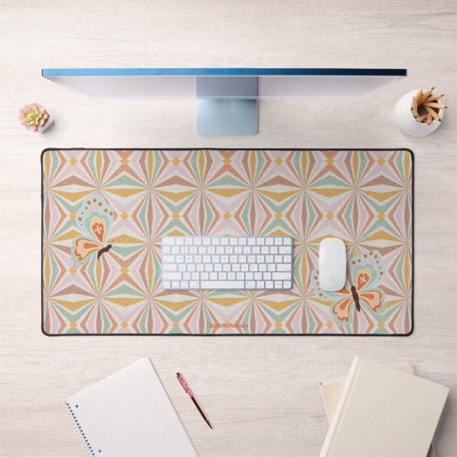 Alfrombrillas De Escritorio Mariposa hippie Psicodélica de los años 70 Rosa y  (Oficina 1)