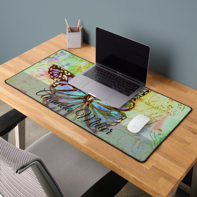 Alfrombrillas De Escritorio mariposa verde azulada y púrpura personalizada (Oficina 2)