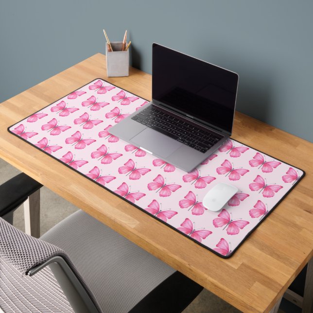 Alfrombrillas De Escritorio Mariposas rosadas elegantes acuarela (Oficina 2)