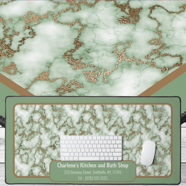 Alfrombrillas De Escritorio Mármol de oro verde falso - Oficina (Faux Green Gold Marble - Office Desk Mat by Office Accessories Shop)