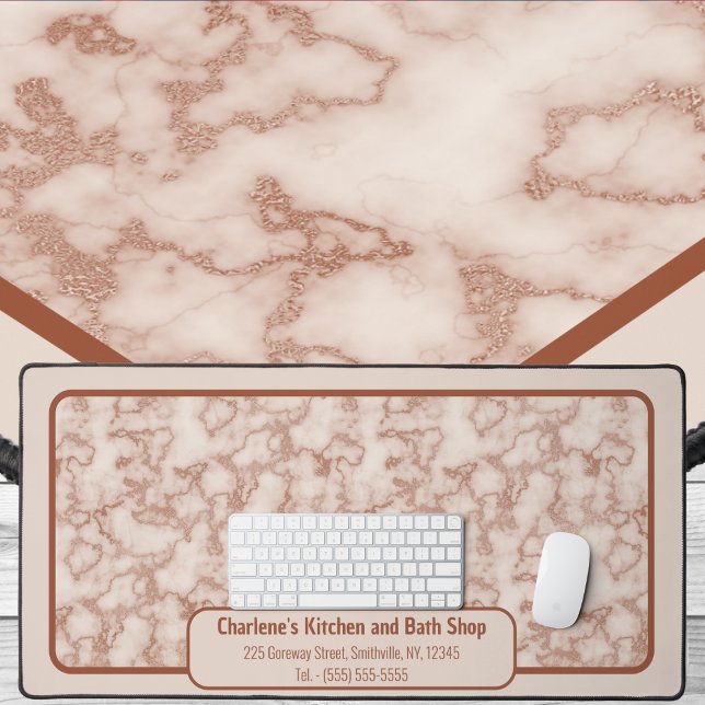 Alfrombrillas De Escritorio Mármol marrón rústico - Oficina de cabina (Rustic Brown Marble - Cabin Office Desk Mat by Office Accessories Shop)