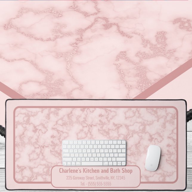 Alfrombrillas De Escritorio Mármol rosa falso para ella (Faux Pink Marble for her Desk Mat by Office Accessories Shop)