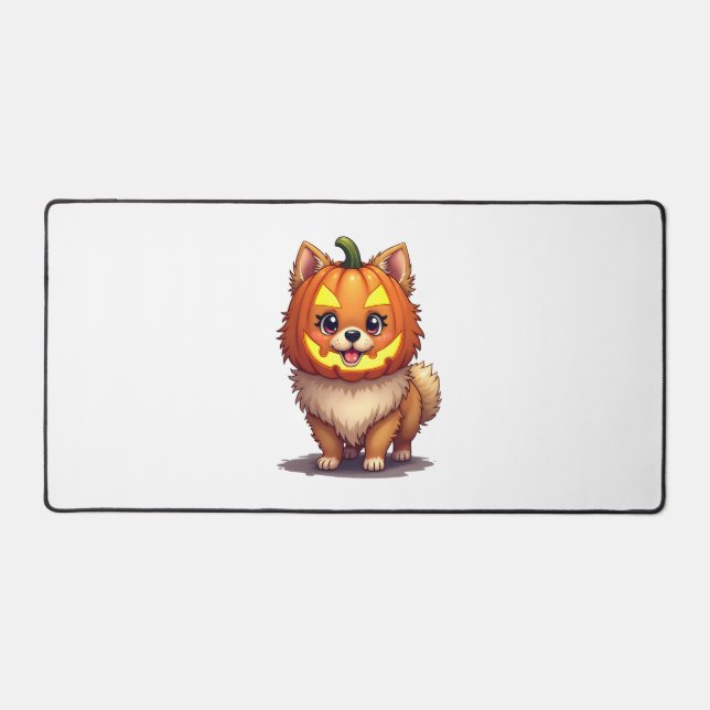 Alfrombrillas De Escritorio Máscara de calabaza Perro Pomeraniano (Anverso)