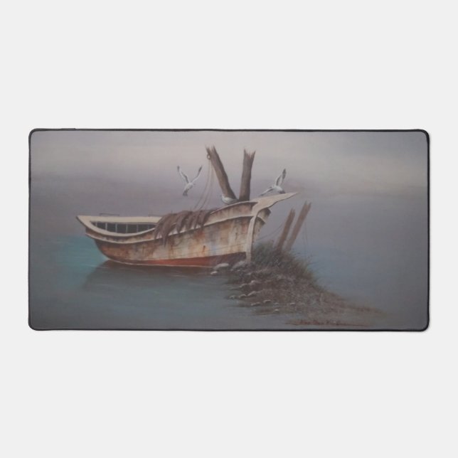 Alfrombrillas De Escritorio Mat de escritorio de esquiar de madera antigua (Anverso)