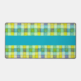 Alfrombrillas De Escritorio Mat de escritorio de gingham amarillo verde azul